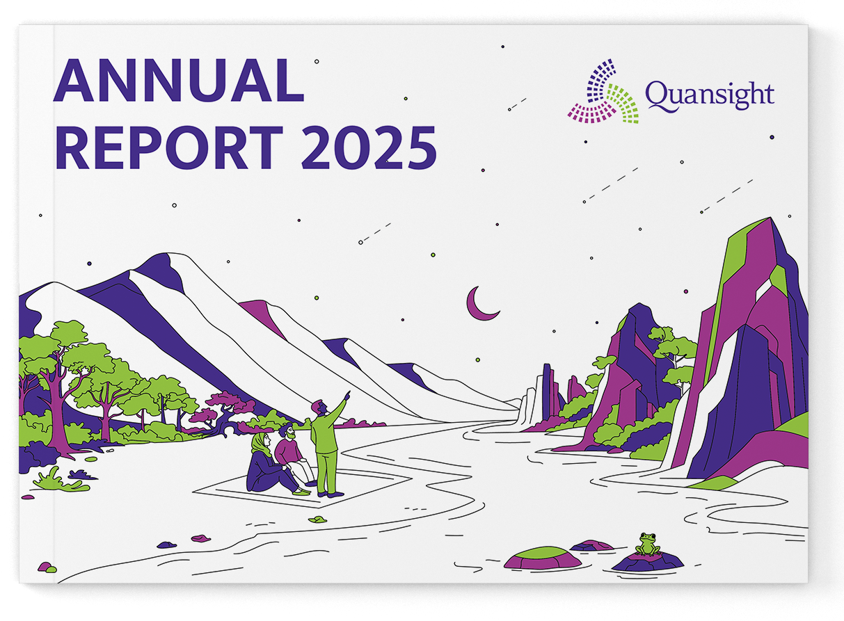 Annual Report 2025 with an illustrative cover page showing a night landscape with mountains and a water body.